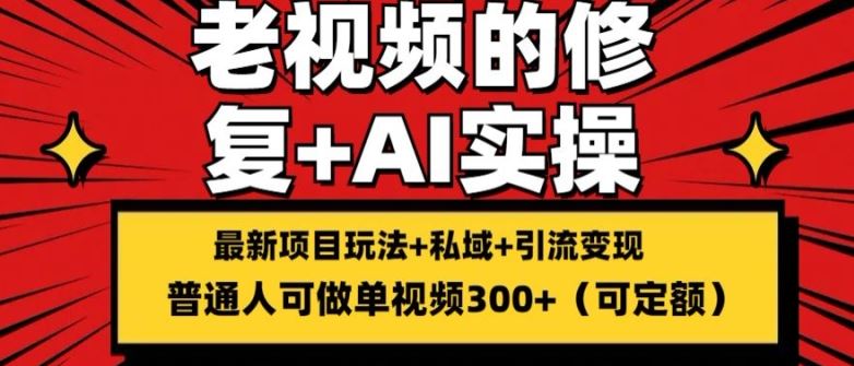 修复老视频的玩法，搬砖+引流的变现(可持久)，单条收益300+【揭秘】-阳明聊项目