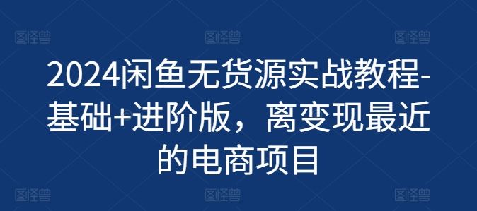 2024闲鱼无货源实战教程-基础+进阶版，离变现最近的电商项目-阳明聊项目