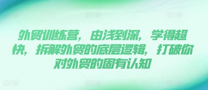 外贸训练营，由浅到深，学得超快，拆解外贸的底层逻辑，打破你对外贸的固有认知-阳明聊项目