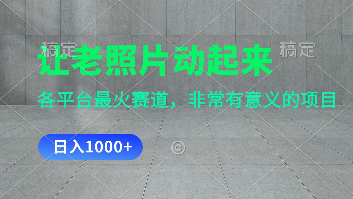 （11671期）让老照片动起来，一天变现1000+，各平台最火赛道，看完就会-阳明聊项目