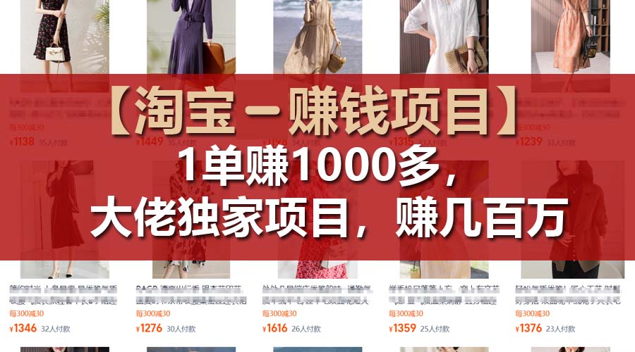 （11685期）【淘宝赚钱项目】1单可赚1000多，大佬独家项目，年赚几百万-阳明聊项目