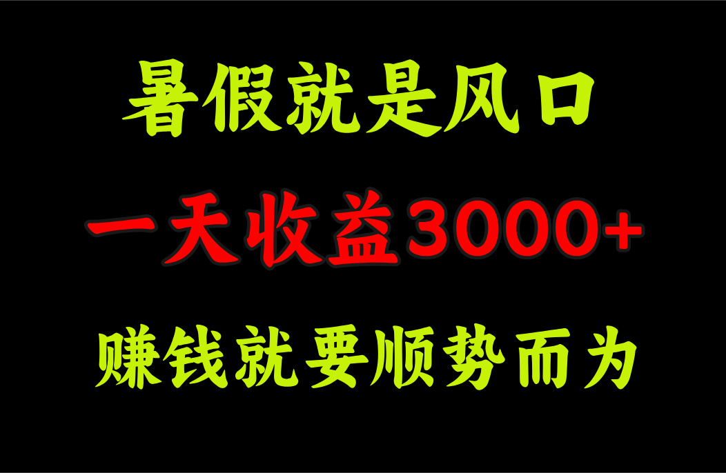 （11670期）一天收益3000+ 赚钱就是顺势而为，暑假就是风口-阳明聊项目
