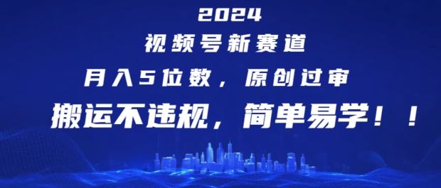 2024视频号新赛道，月入5位数+，原创过审，搬运不违规，简单易学【揭秘】-阳明聊项目