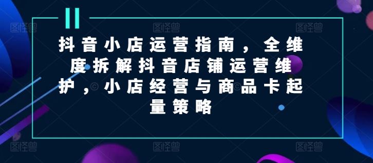 抖音小店运营指南，全维度拆解抖音店铺运营维护，小店经营与商品卡起量策略-阳明聊项目