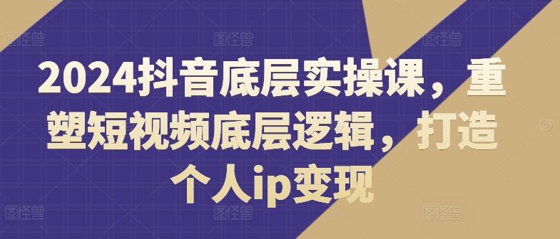 2024抖音底层实操课，​重塑短视频底层逻辑，打造个人ip变现-阳明聊项目