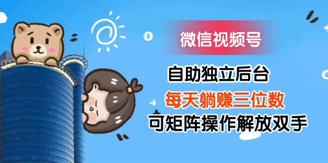 （11910期）微信视频号自助独立后台每天躺赚三位数可矩阵操作解放双手-阳明聊项目