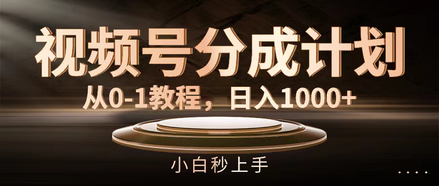 （11931期）视频号分成计划，从0-1教程，日入1000+-阳明聊项目