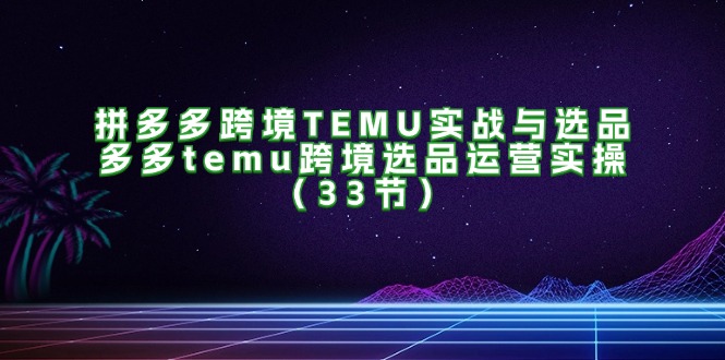 （11934期）拼多多跨境TEMU实战与选品，多多temu跨境选品运营实操（33节）-阳明聊项目