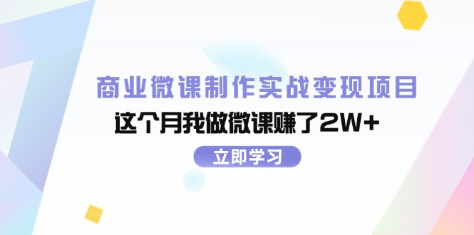 （11959期）商业微课制作实战变现项目，这个月我做微课赚了2W+-阳明聊项目