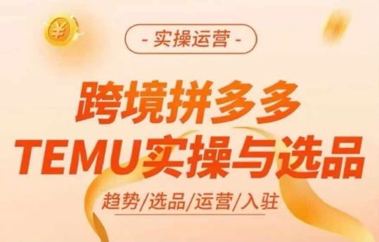 跨境拼多多TEMU实操与选品，多多temu跨境选品运营实操-阳明聊项目