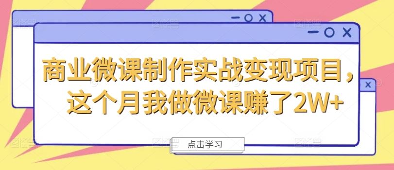 商业微课制作实战变现项目，这个月我做微课赚了2W+-阳明聊项目
