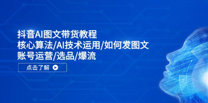 抖音AI图文带货教程：核心算法/AI技术运用/如何发图文/账号运营/选品/爆流-阳明聊项目
