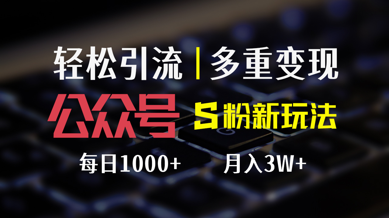 （12073期）公众号S粉新玩法，简单操作、多重变现，每日收益1000+-阳明聊项目