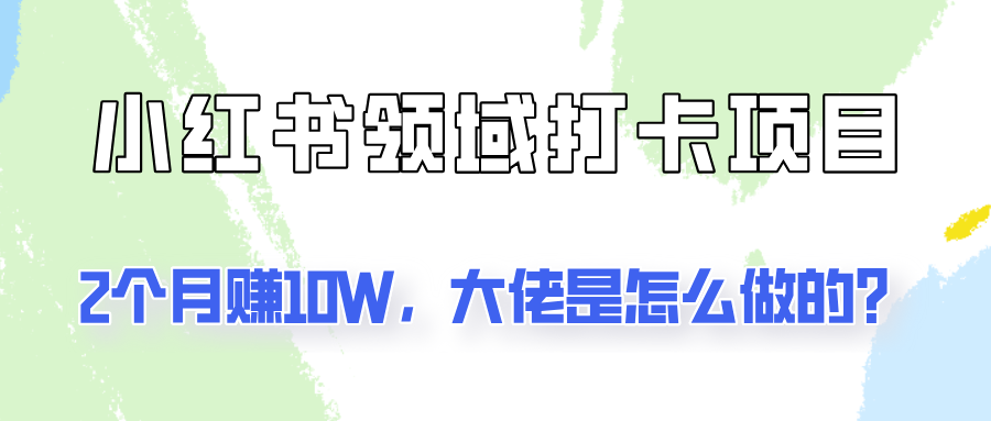 通过小红书领域打卡项目2个月赚10W，大佬是怎么做的？-阳明聊项目