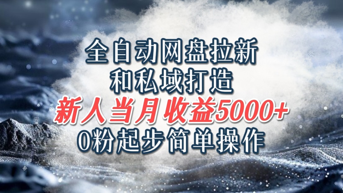 全自动网盘拉新和私域打造，0粉起步简单操作，新人入门当月收益5000以上-阳明聊项目
