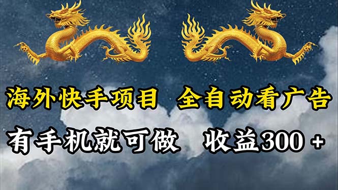 （12175期）海外快手项目，利用工具全自动看广告，每天轻松 300+-阳明聊项目