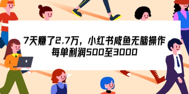 （12192期）7天收了2.7万，小红书咸鱼无脑操作，每单利润500至3000-阳明聊项目