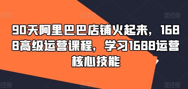 90天阿里巴巴店铺火起来，1688高级运营课程，学习1688运营核心技能-阳明聊项目