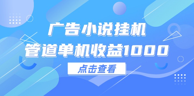 （12198期）广告小说挂机管道单机收益1000+-阳明聊项目