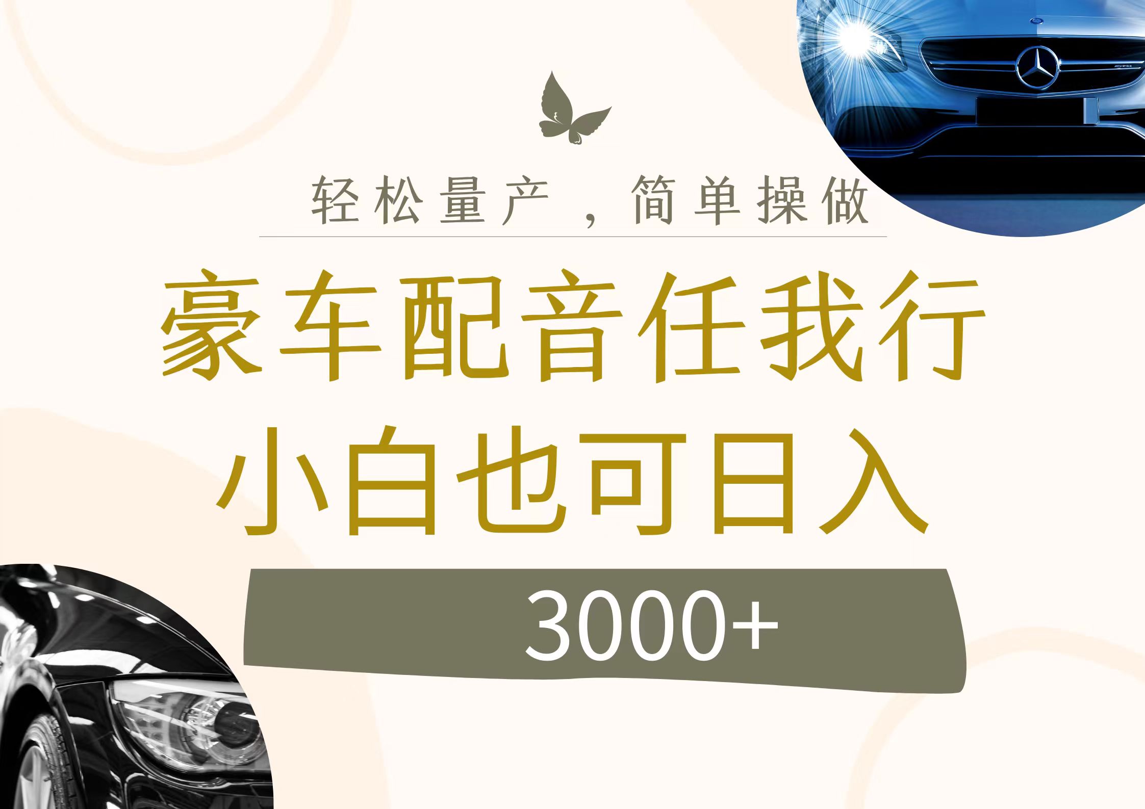 （12206期）不为人知的暴力小项目，豪车配音，日入3000+-阳明聊项目