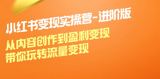 （12234期）小红书变现实操营-进阶版：从内容创作到盈利变现，带你玩转流量变现-阳明聊项目