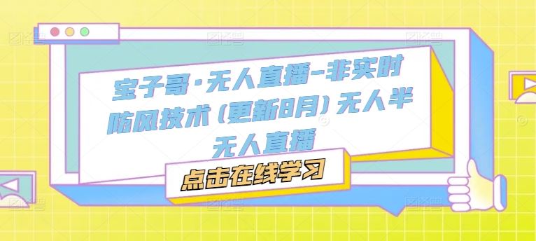 宝子哥·无人直播-非实时防风技术(更新8月)无人半无人直播-阳明聊项目