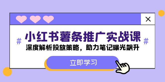 小红书-薯条推广实战课：深度解析投放策略，助力笔记曝光飙升-阳明聊项目