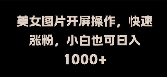 美女图片开屏操作，快速涨粉，小白也可日入1k【揭秘】-阳明聊项目