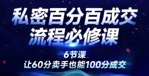 私密百分百成交流程线上训练营，绝对成交，让60分卖手也能100分成交-阳明聊项目
