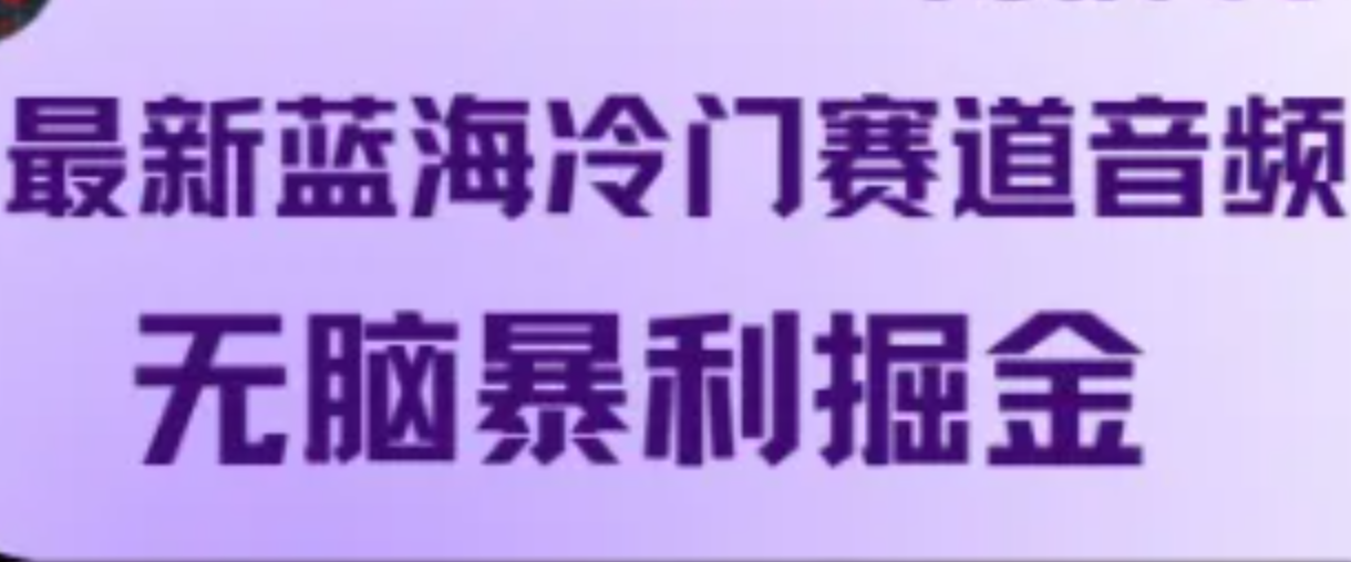 最新蓝海冷门赛道音频，无脑暴利掘金-阳明聊项目