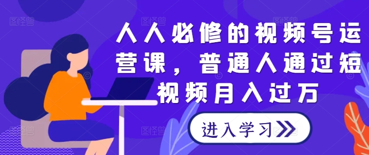 人人必修的视频号运营课，普通人通过短视频月入过万-阳明聊项目