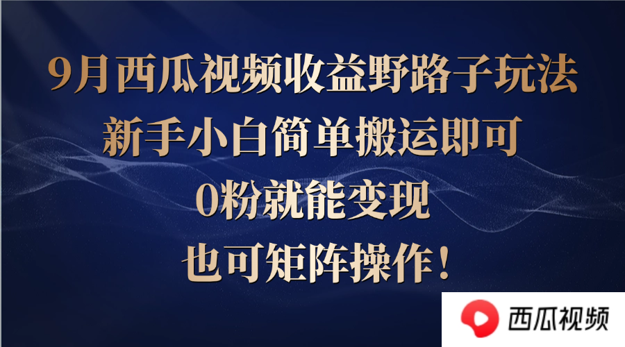 西瓜视频收益野路子玩法，新手小白简单搬运即可，0粉就能变现，也可矩…-阳明聊项目