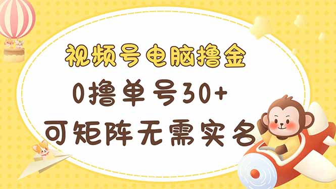 视频号电脑撸金 0撸单号30+ 可矩阵 无需实名多号多得-阳明聊项目