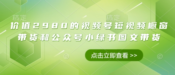 价值2980的视频号短视频橱窗带货和公众号小绿书图文带货-阳明聊项目