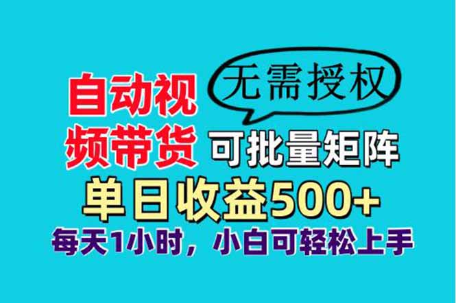 自动视频带货，可批量矩阵，单日收益500+、轻松实现睡后收益，小白可…-阳明聊项目