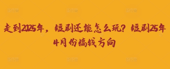 走到2025年，短剧还能怎么玩？短剧25年4月份搞钱方向-阳明聊项目
