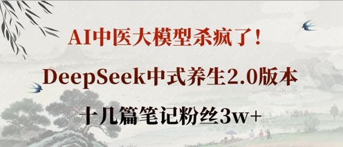 AI中医大模型杀疯了！DeepSeek中式养生2.0版本，十几篇笔记粉丝3w+-阳明聊项目