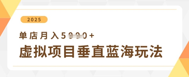 虚拟项目垂直玩法，实现单店月入5k+-阳明聊项目