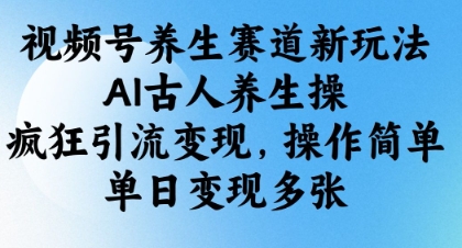 视频号养生赛道新玩法，AI古人养生操，疯狂引流变现，操作简单，单日变现多张-阳明聊项目