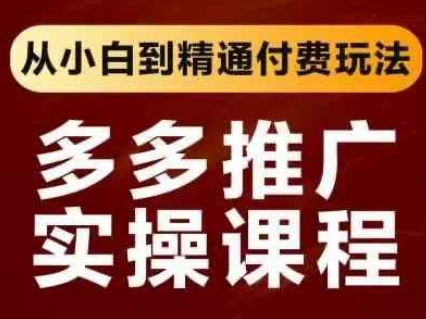 拼多多推广实操课程，从小白到精通付费玩法-阳明聊项目