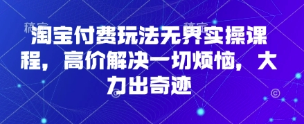 淘宝付费玩法无界实操课程，高价解决一切烦恼，大力出奇迹-阳明聊项目