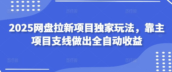 2025网盘拉新项目独家玩法，靠主项目支线做出全自动收益-阳明聊项目