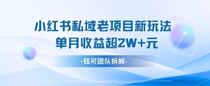 小红书私域项目新玩法，单月变现过W+-阳明聊项目