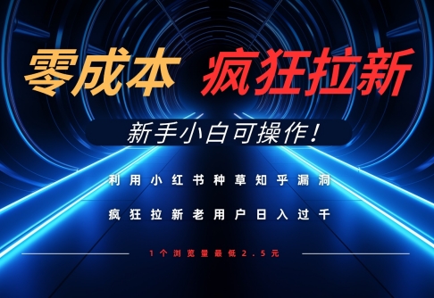 利用小红书种草知乎漏洞，零成本疯狂拉新日入数张，新手小白可操作-阳明聊项目