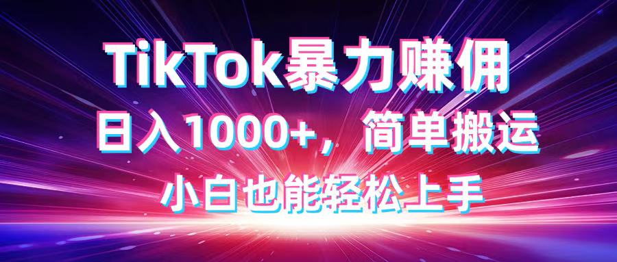 TikTok搬运暴力赚佣，日入1000+，简单搬运，小白也能轻松上手-阳明聊项目