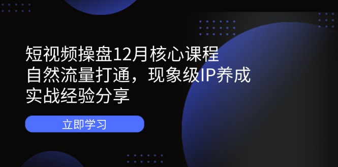 短视频操盘12月核心课程：自然流量打通，现象级IP养成，实战经验分享-阳明聊项目