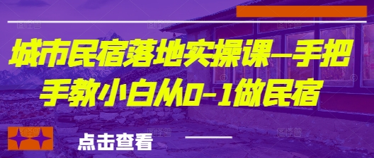 城市民宿落地实操课—手把手教小白从0-1做民宿-阳明聊项目