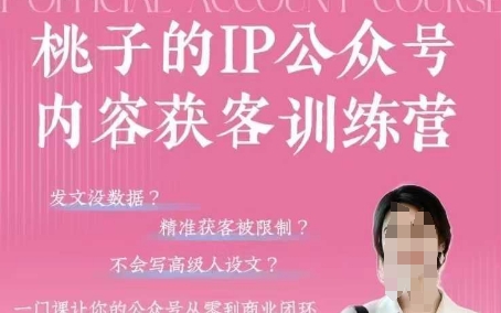 桃子IP公众号内容获客训练营(第3期)，一门让你公众号从0到商业闭环的课程-阳明聊项目