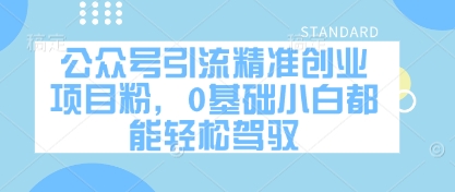 公众号引流精准创业项目粉，0基础小白都能轻松驾驭-阳明聊项目