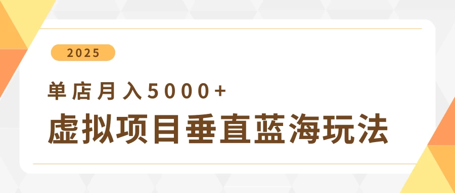 4月虚拟项目垂直玩法，冷门爆品+垂直蓝海，单店月入5000+-阳明聊项目